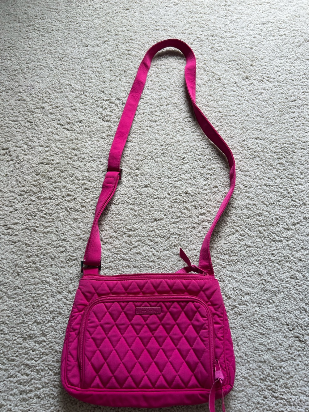 Hot Pink Quilted Crossbody Bag - Brand Unlisted